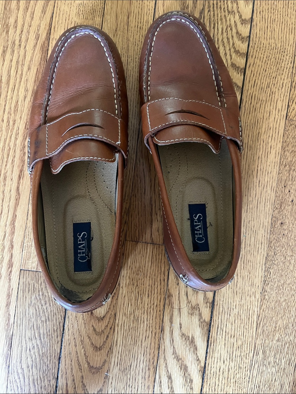 Chaps Tan Leather Penny Loafers